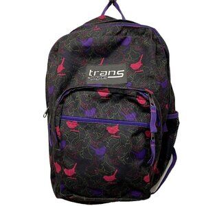 JanSport Black Pink and Purple Birds Large Backpack